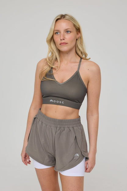 Medium Support Infinite Sports Bra - Khaki - OOSC Clothing