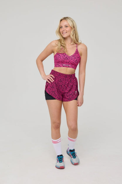 Medium Support Infinite Sports Bra - Pink Leopard - OOSC Clothing