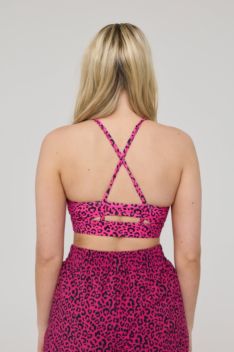 Medium Support Infinite Sports Bra - Pink Leopard - OOSC Clothing