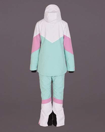 1080 Women's Ski & Snowboard Pant - Pastel Pink, White & Pastel Mint