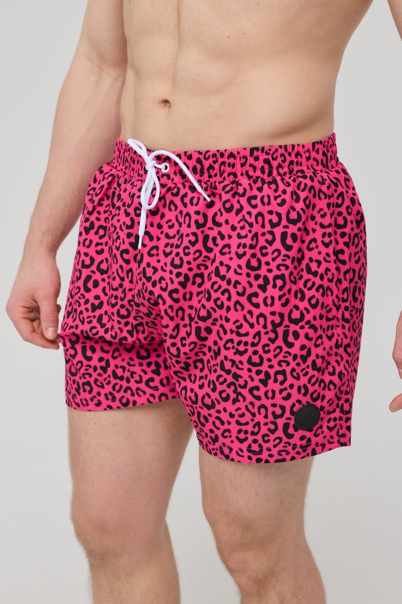 Pink Leopard Men's Swim Shorts - OOSC Clothing