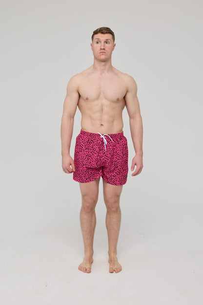 Pink Leopard Men's Swim Shorts - OOSC Clothing