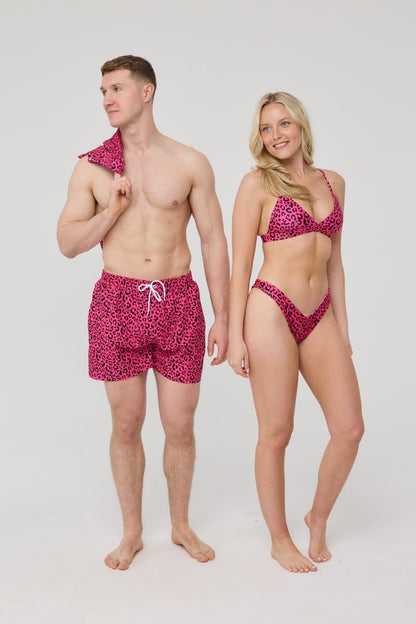 Pink Leopard Men's Swim Shorts - OOSC Clothing