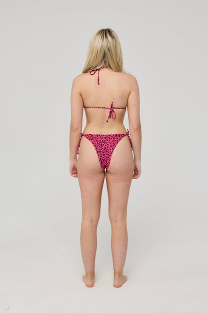 Pink Leopard Triangle Bikini Top - OOSC Clothing
