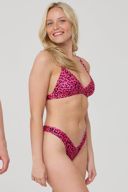 Pink Leopard V - Cut Bikini Bottoms - OOSC Clothing