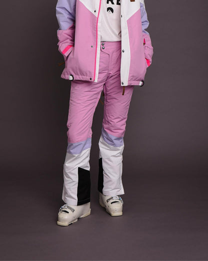 1080 Women's Ski & Snowboard Pant - Pastel Pink, White & Pastel Purple