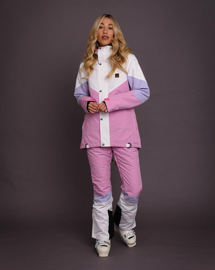 1080 Women's Ski & Snowboard Pant - Pastel Pink, White & Pastel Purple