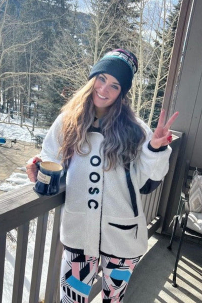 Sherpa Fleece Jacket White / Black - Women's