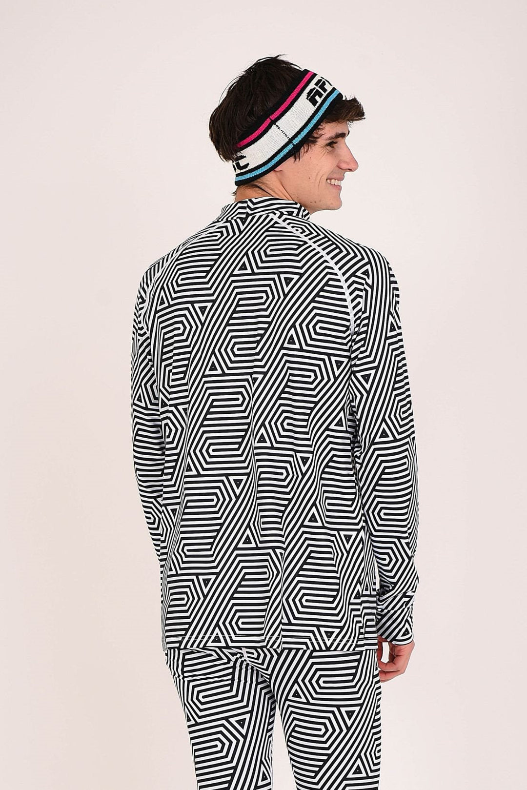 Fall Line Black & White Mens Baselayer Top