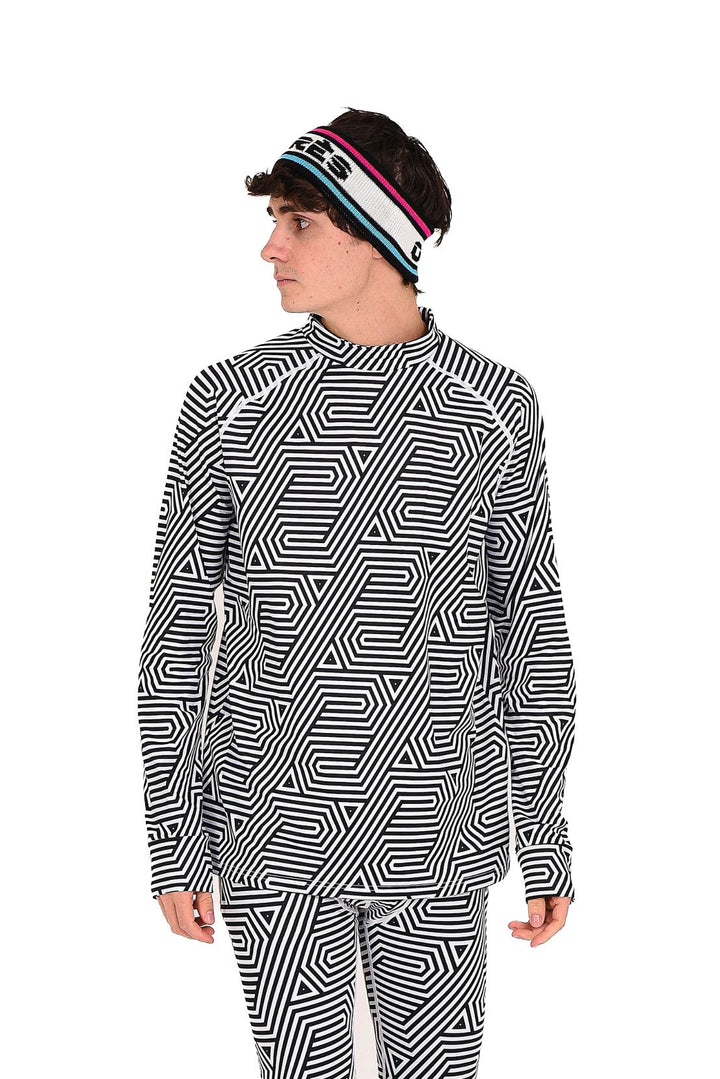 Fall Line Black & White Mens Baselayer Top