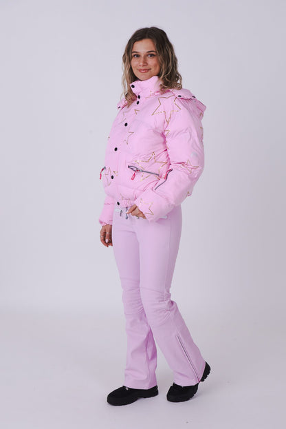 Pink with Stars Chic Puffer Jacket