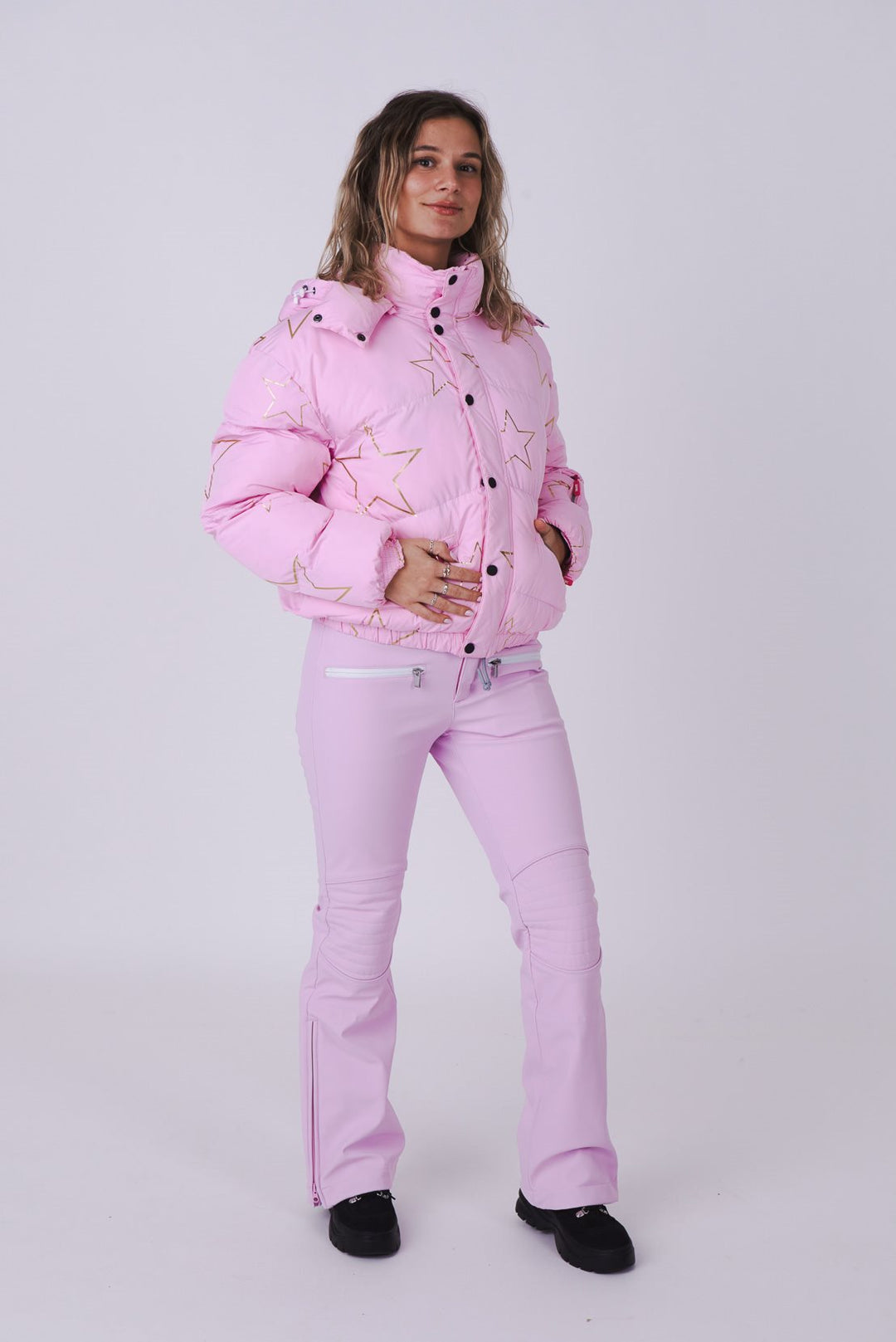 Pink with Stars Chic Puffer Jacket