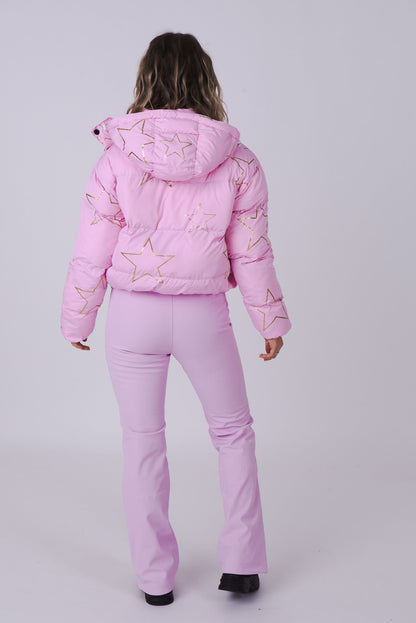 Pink with Stars Chic Puffer Jacket