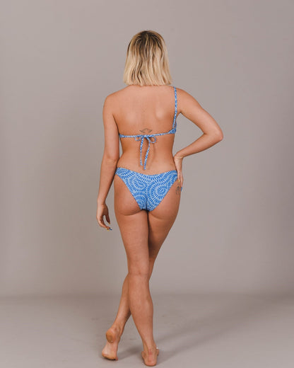 Blue Swirl Pattern One Shoulder Bikini Top