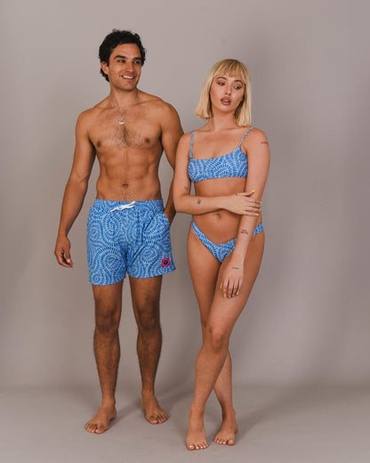 Blue Swirl Pattern Matching Couples Set