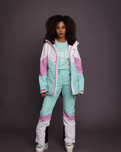 1080 Women's Ski & Snowboard Jacket - Pastel Pink, White & Pastel Mint