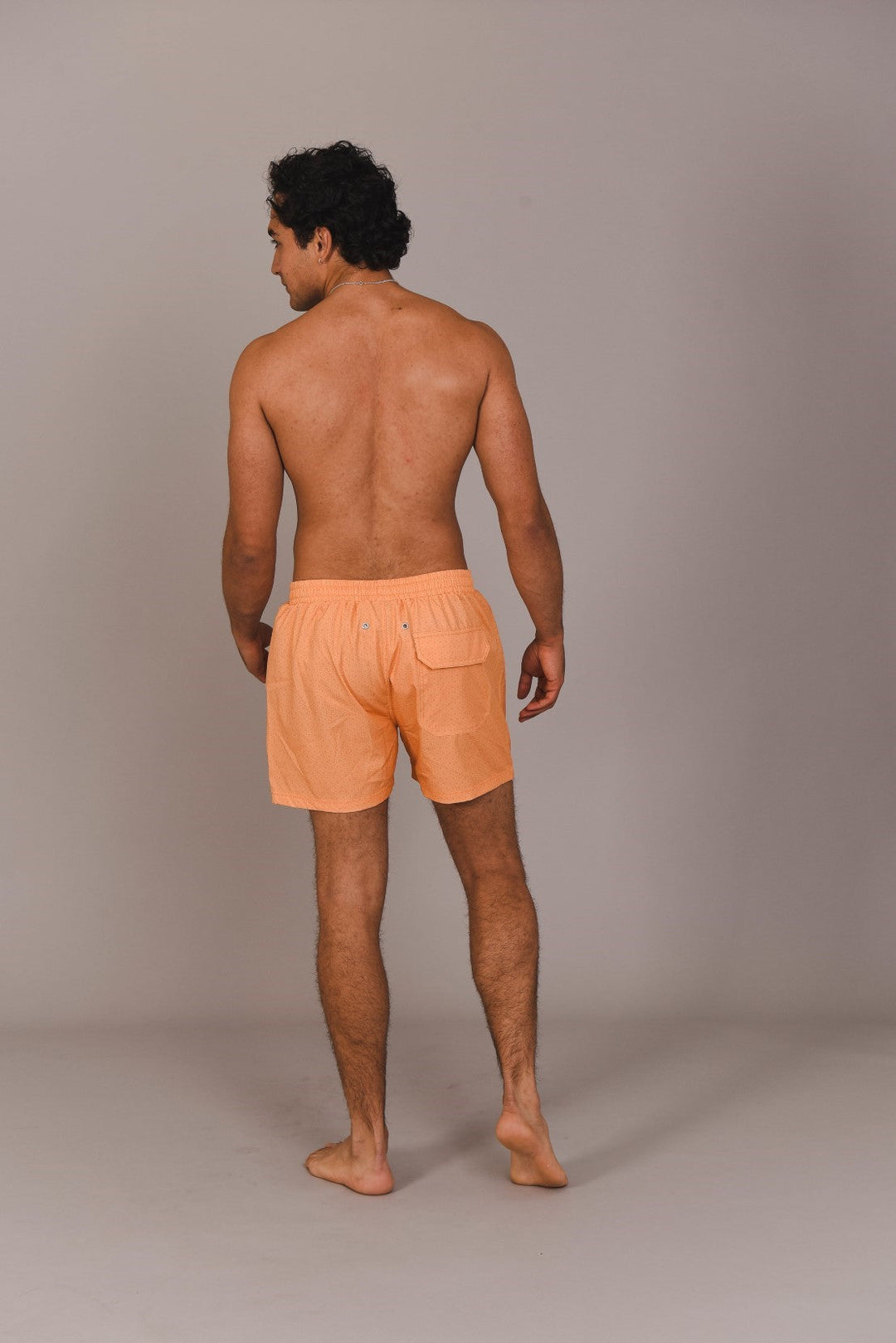 Orange Honeycomb Pattern Swim Shorts