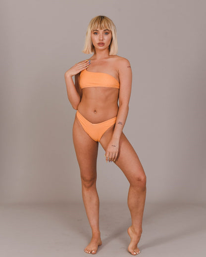 Orange Honeycomb Pattern V-Cut Bikini Bottoms