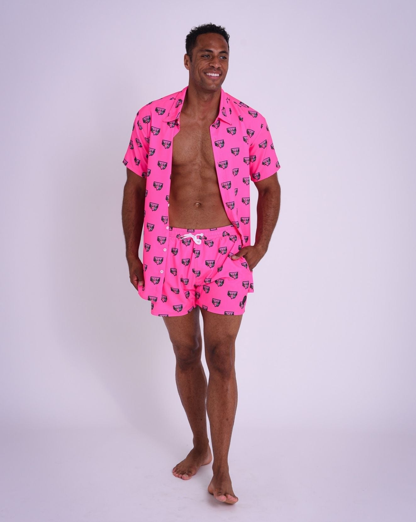 Baewatch Neon Pink Men's Swim Shorts