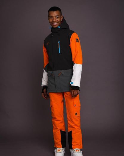 Yeh Man Men's Ski & Snowboard Jacket - Black, Grey & Orange