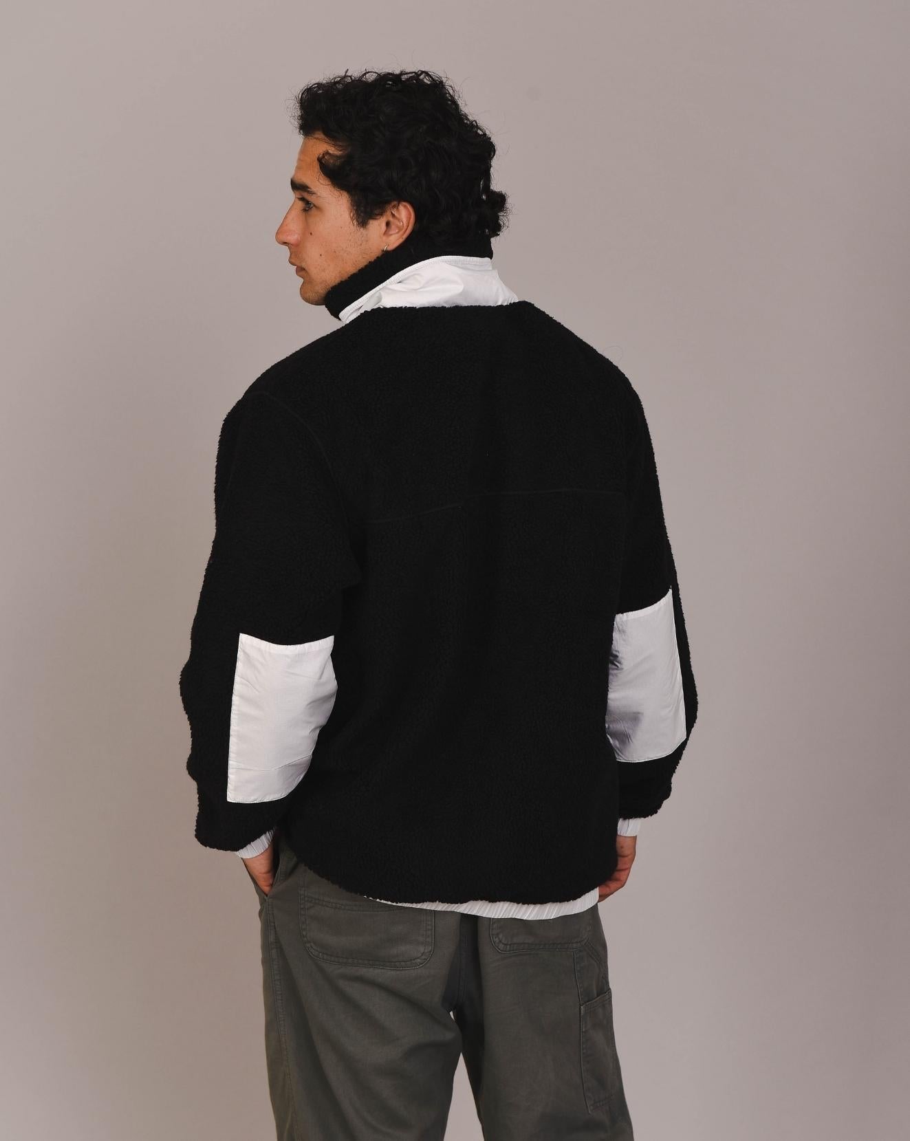 Sherpa Fleece Jacket Black / White - Men's