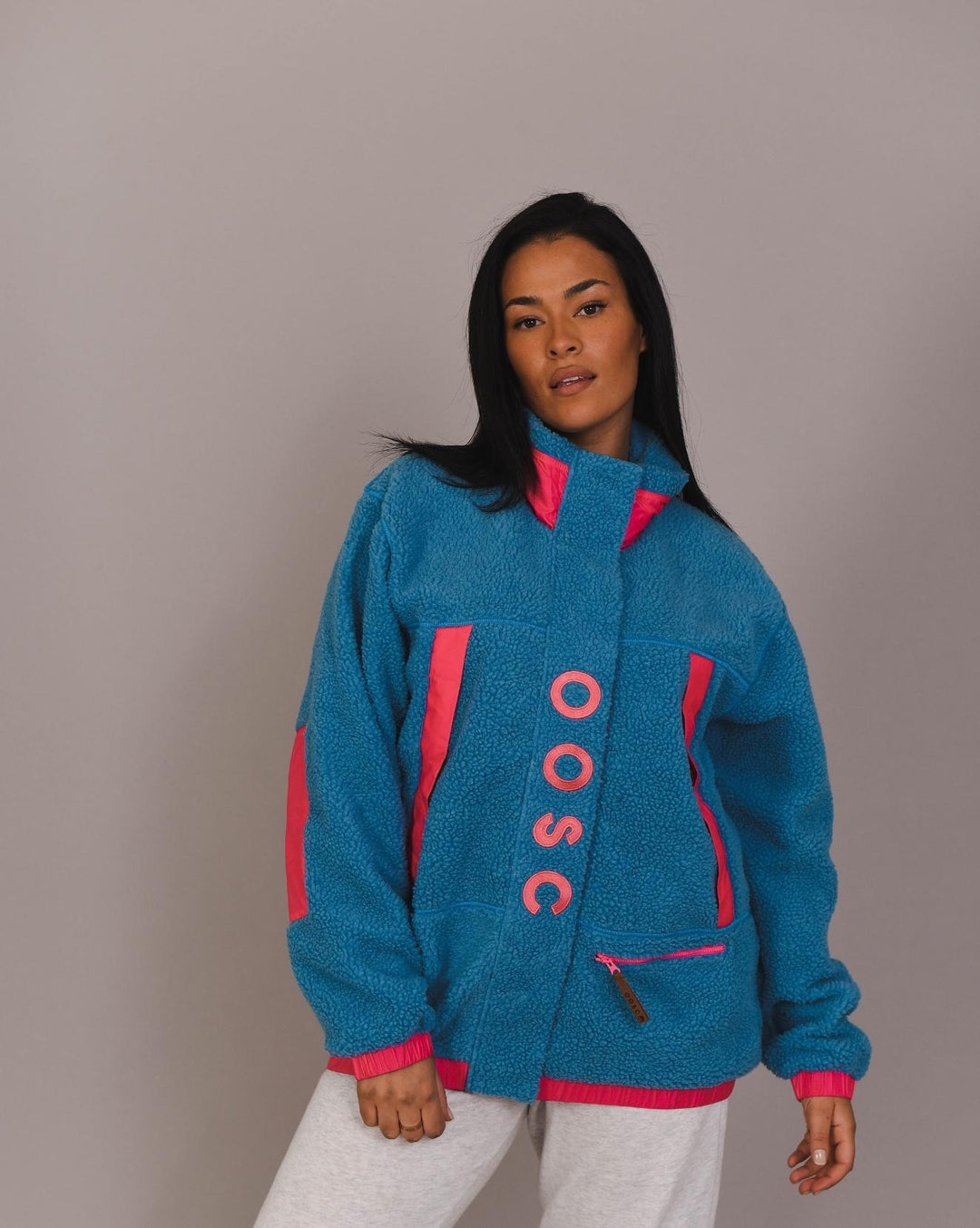 Sherpa Fleece Jacket Blue / Pink - Women's