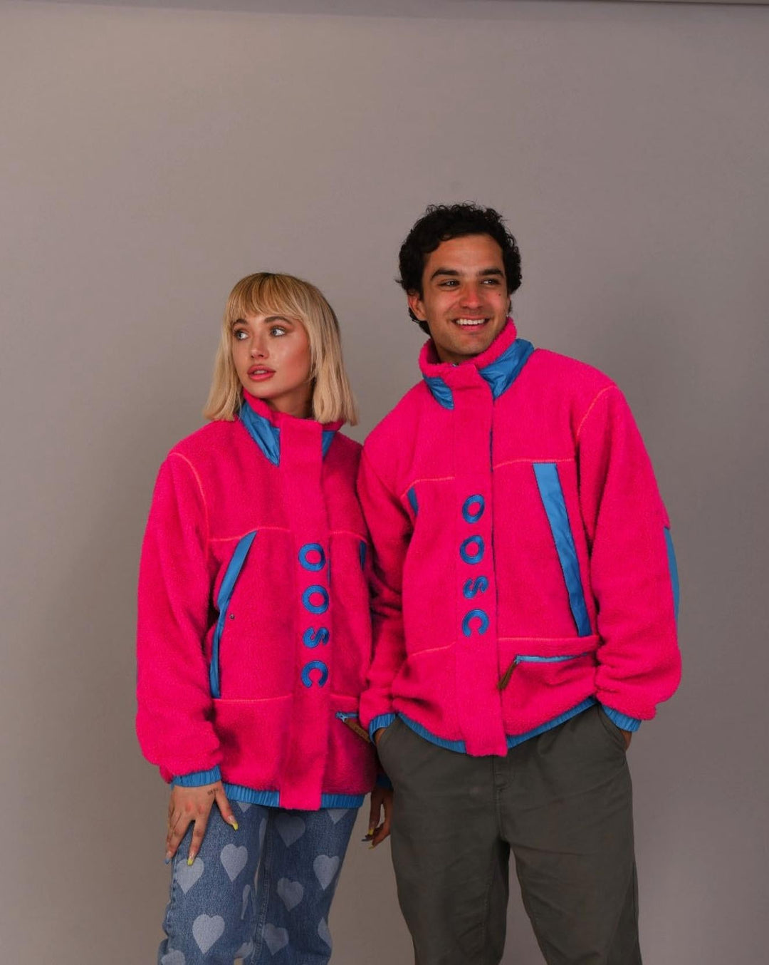 Sherpa Fleece Jacket Pink / Blue - Women's
